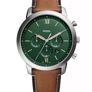 Fossil Men's Neutra Chronograph Brown Leather Strap Watch, 44mm